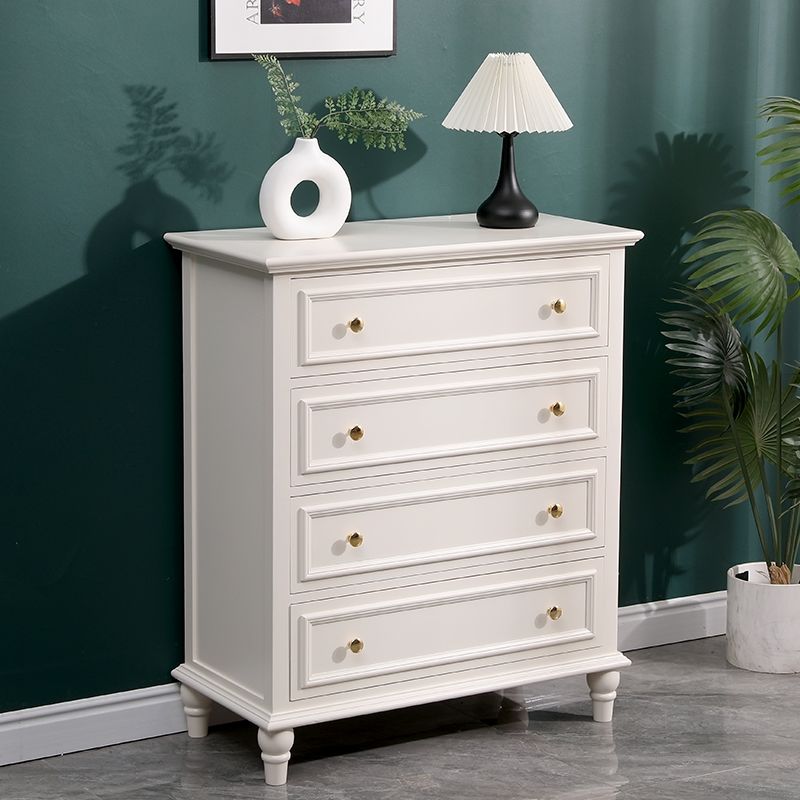 American Retro Chest of Drawers Solid Wood Mediterranean Drawer Storage Cabinet Living Room Distressed Color Five-Bucket Cabinet Bedroom