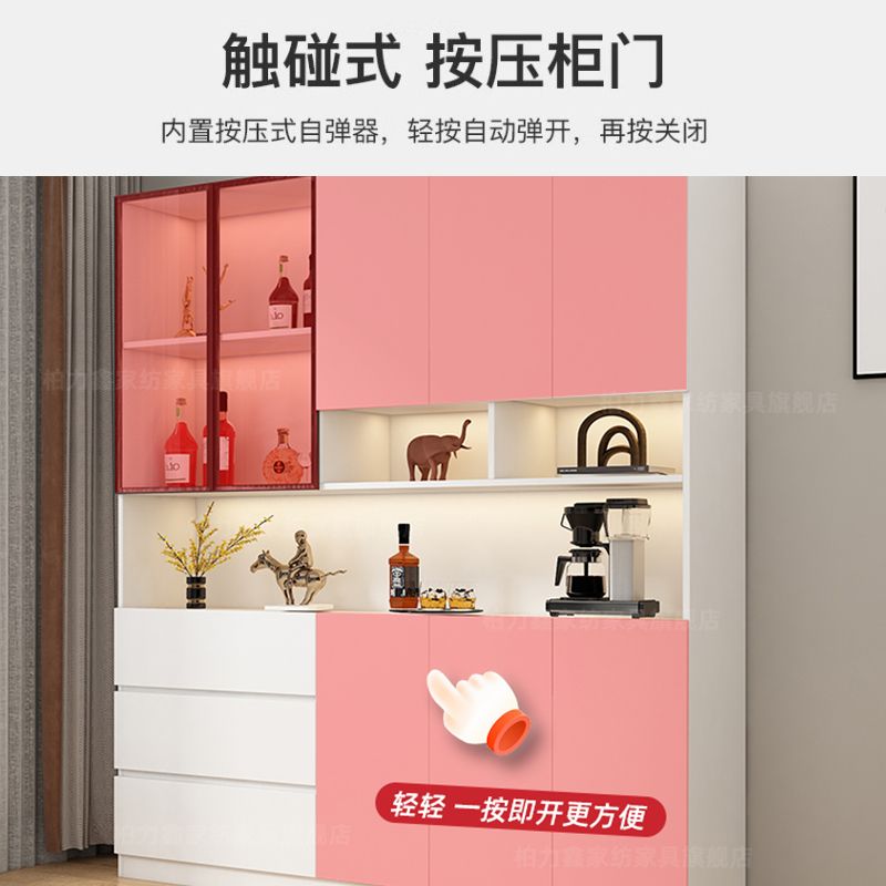 Baili Xinshi Wood Sideboard Cabinet Living Room Home Glass Door Small Display Cabinet Sideboard Cabinet Function Simple Cabinet