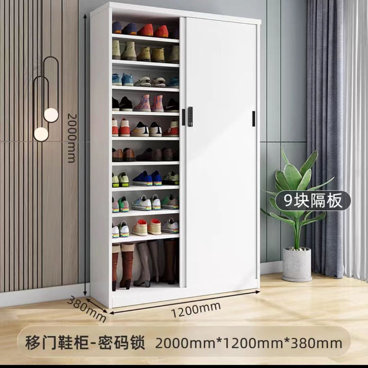 Sliding Door Balcony Shoe Cabinet Sun Protection Household Large Capacity Multi-Layer Sliding Door Outdoor with Password Lock Locker