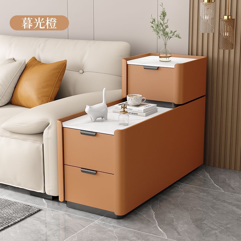 2024New Floor Sofa Side Cabinet Light Luxury High-Grade Solid Wood Small Gap Simple Modern Side Table Side Cabinet Side Cabinet