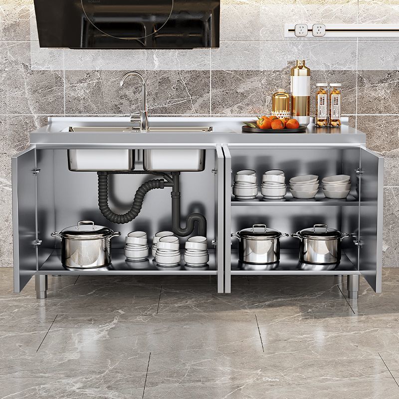 304Stainless Steel Cabinet Extra Thick Household Kitchen Cabinet Sink Cabinet Stove Cabinet for Rental