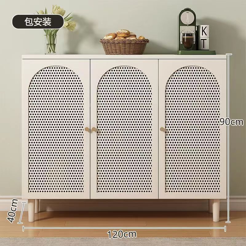 2024Popular Sideboard Cabinet Home Living Room and Kitchen All-in-One Cabinet Wall Storage Modern Minimalist Rattan Glass Storage