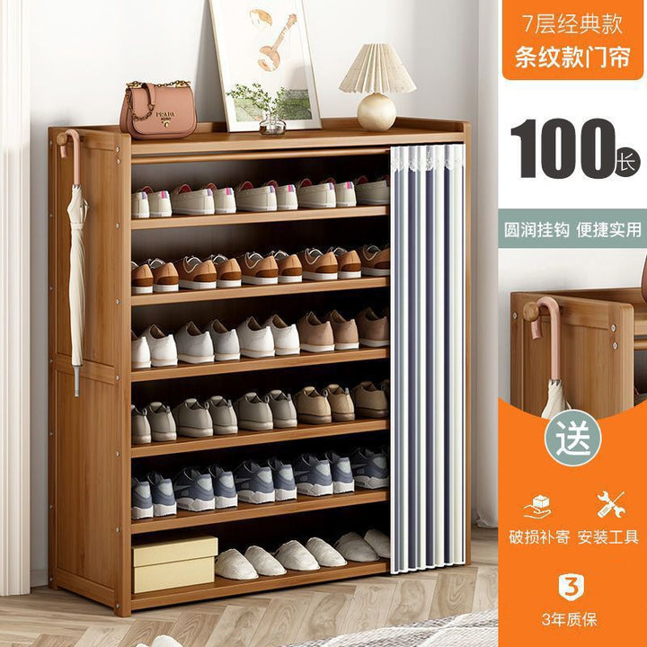 Multi-Layer Shoe Rack Household Bamboo Shoe Cabinet Dustproof Bedroom Simple Large Capacity Bamboo Storage Rack Storage Locker