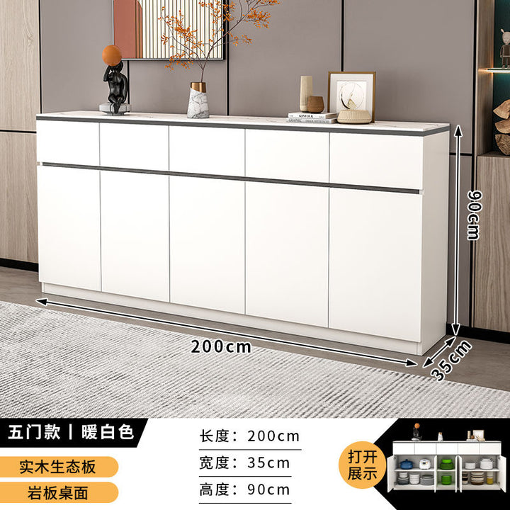 Baili Xinmu Sideboard Cabinet Modern Simple and Light Luxury Stone Plate Kitchen Cabinet Living Room Wall Cabinet Storage Cabinet