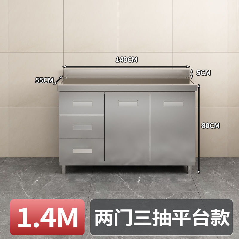 304Stainless Steel Integrated Cabinet Kitchen Simple Locker Storage Stove Cupboard Commercial Rental Room House Dish Rack