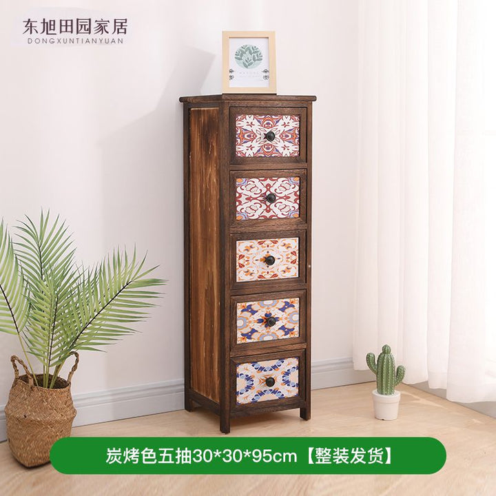 American Solid Wood Sideboard Modern Minimalist Kitchen Side Cabinet Retro Domestic Living Room Storage Cabinet Tea Cabinet