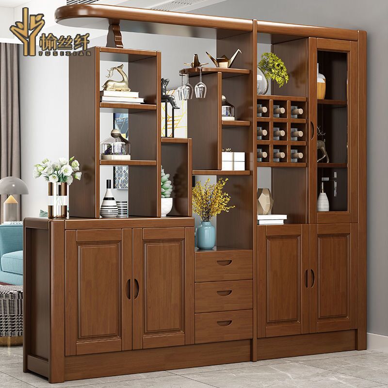 Solid Wood Wine Cabinet Living Room Partition Modern Minimalist Screen Double-Sided Shoe Cabinet Dining Room Wine Cabinet Porch Cabinet Entrance Entrance Cabinet