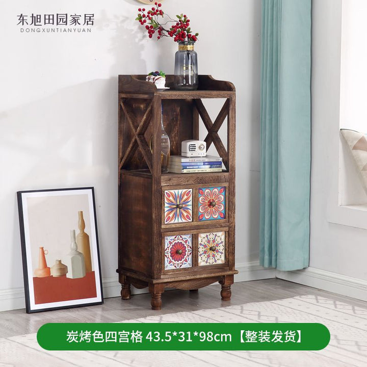 American Solid Wood Sideboard Modern Minimalist Kitchen Side Cabinet Retro Domestic Living Room Storage Cabinet Tea Cabinet