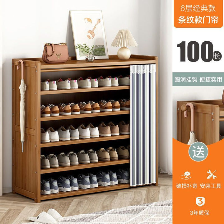 Multi-Layer Shoe Rack Household Bamboo Shoe Cabinet Dustproof Bedroom Simple Large Capacity Bamboo Storage Rack Storage Locker