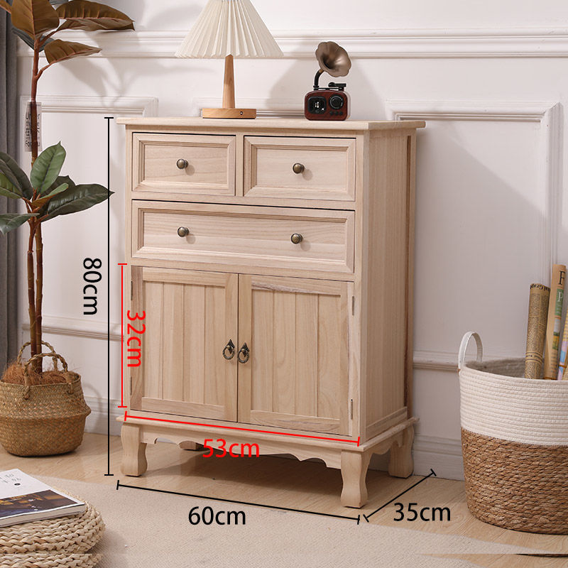 American-Style Solid Wood Vintage Cabinet Storage Cabinet with Door Living Room Chest of Drawers Bedroom Wall Cabinet Cabinet