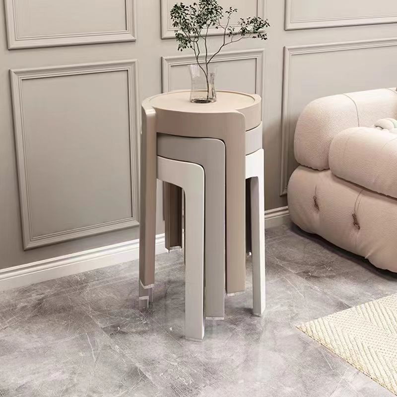 Plastic Stool Household Thickened round Stool Modern Minimalist Creative Living Room Stackable Stacked Dining Table Plastic High Chair