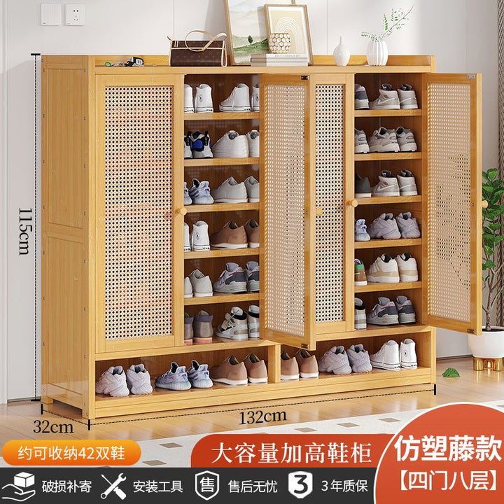 Door Shoe Cabinet Bamboo Dust-Proof Outdoor Shoe Rack Entry Door Shoe Storage BalconyinsWind Niche Furniture Home