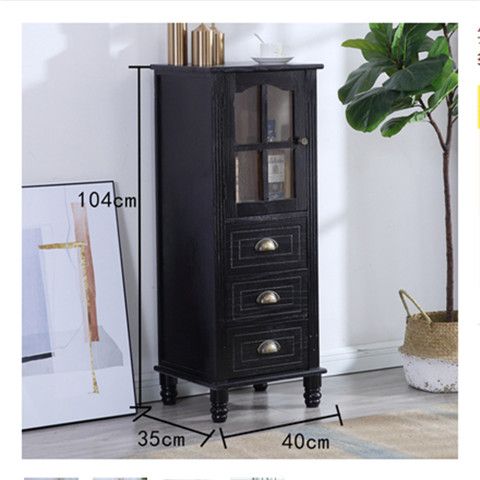 American Solid Wood Small Wine Cabinet Living Room Home Wine Cabinet Curio Cabinet Storage Wall Locker Dining Room Storage Cabinet