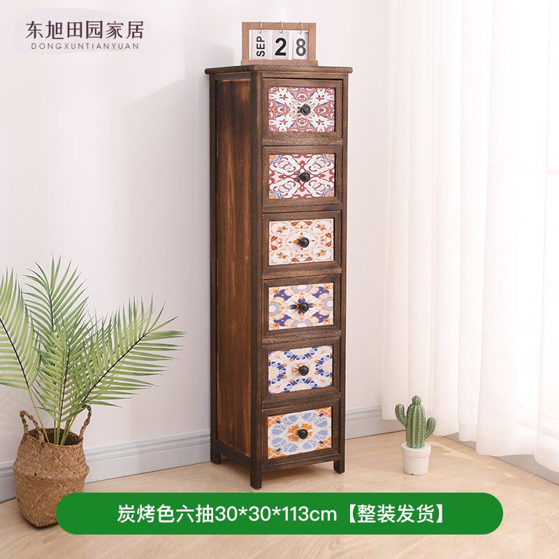 American Solid Wood Sideboard Modern Minimalist Kitchen Side Cabinet Retro Domestic Living Room Storage Cabinet Tea Cabinet