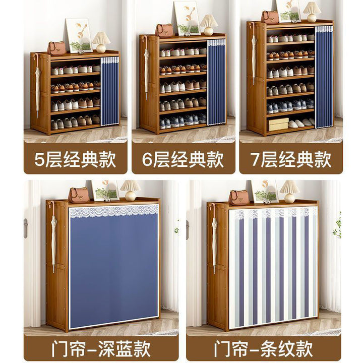 Multi-Layer Shoe Rack Household Bamboo Shoe Cabinet Dustproof Bedroom Simple Large Capacity Bamboo Storage Rack Storage Locker