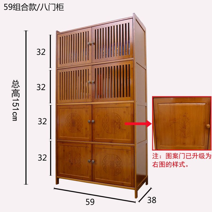 Bamboo Kitchen Shelf Cabinet Sideboard Cabinet Multi-Functional Household Cabinet Locker Storage Cupboard Breathable Cupboard