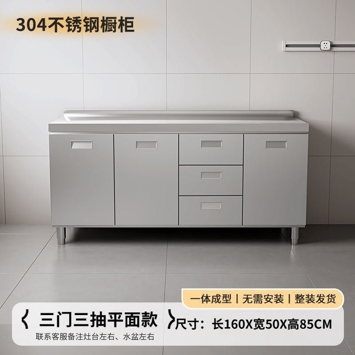 304Integrated Stainless Steel Kitchen Cabinet Simple Stove Integrated Rural Storage Organizer Cupboard Household Small Apartment