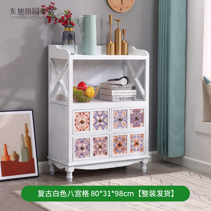 American Solid Wood Sideboard Modern Minimalist Kitchen Side Cabinet Retro Domestic Living Room Storage Cabinet Tea Cabinet