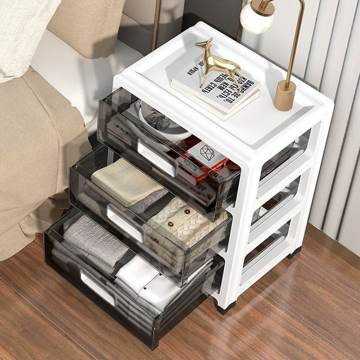 Simple Style Drawer Storage Cabinet Transparent Household Storage Cabinet Multi-Layer Organizing Cabinet Living Room Shoe Cabinet Bedroom Bedside Table