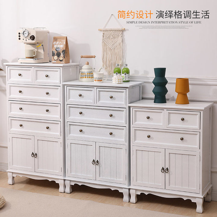 American-Style Solid Wood Vintage Cabinet Storage Cabinet with Door Living Room Chest of Drawers Bedroom Wall Cabinet Cabinet