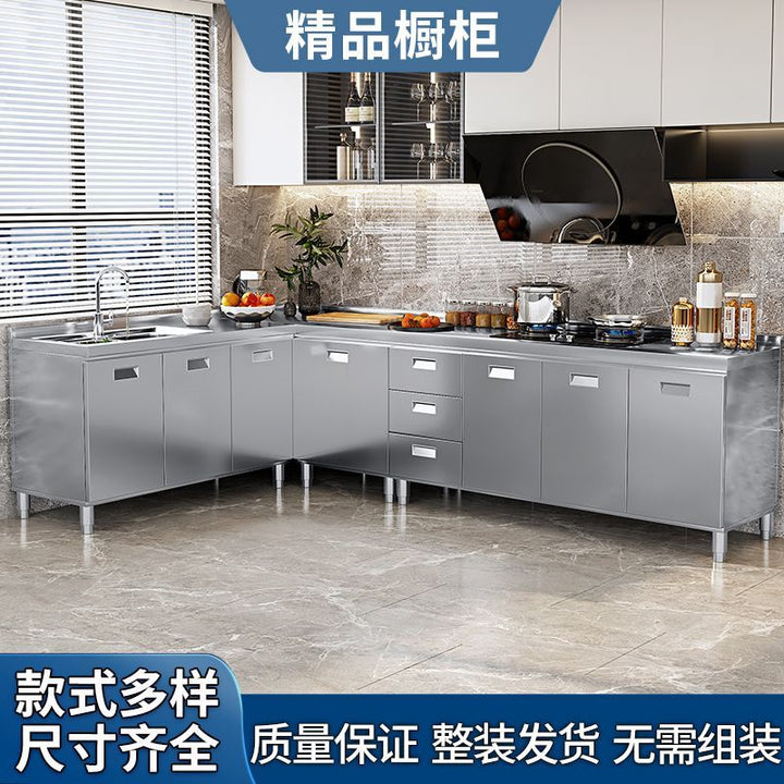 304Stainless Steel Cabinet Extra Thick Household Kitchen Cabinet Sink Cabinet Stove Cabinet for Rental