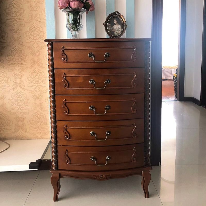 American-Style Chest of Drawers Solid Wood Bedroom European-Style Five-Bucket Cabinet Locker Large Capacity Chest of Six Drawers Living Room Storage Drawer