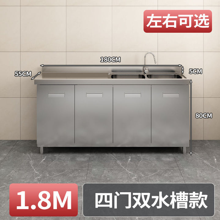 304Stainless Steel Integrated Cabinet Kitchen Simple Locker Storage Stove Cupboard Commercial Rental Room House Dish Rack