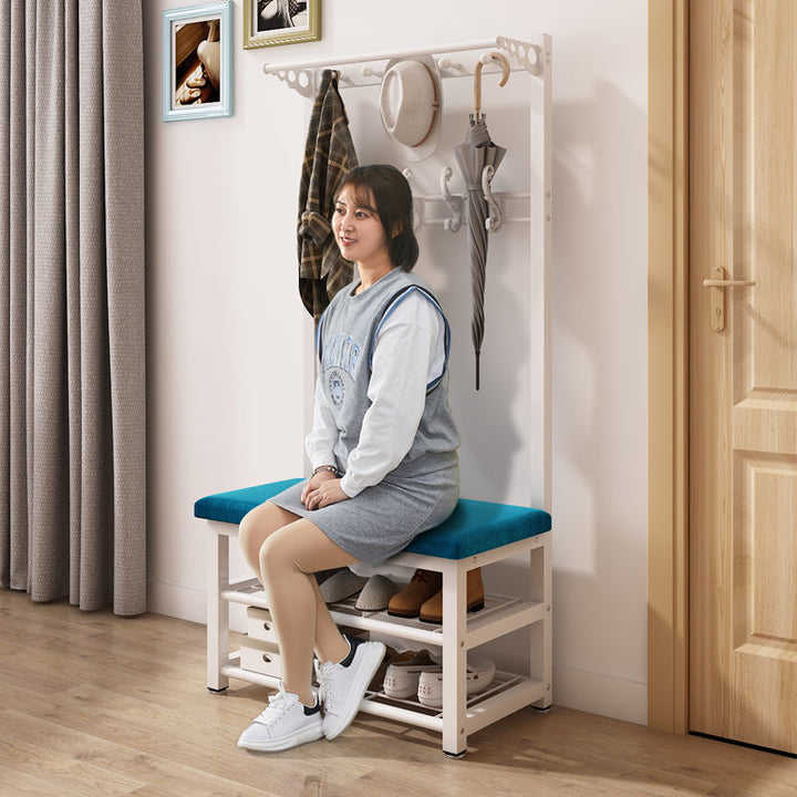 Shoe Changing Stool Doorway Storage Shelf Coat Rack Floor Bedroom and Household Multifunctional Hanging Clothes Hanger Simple Shoe Cabinet Shoe Rack