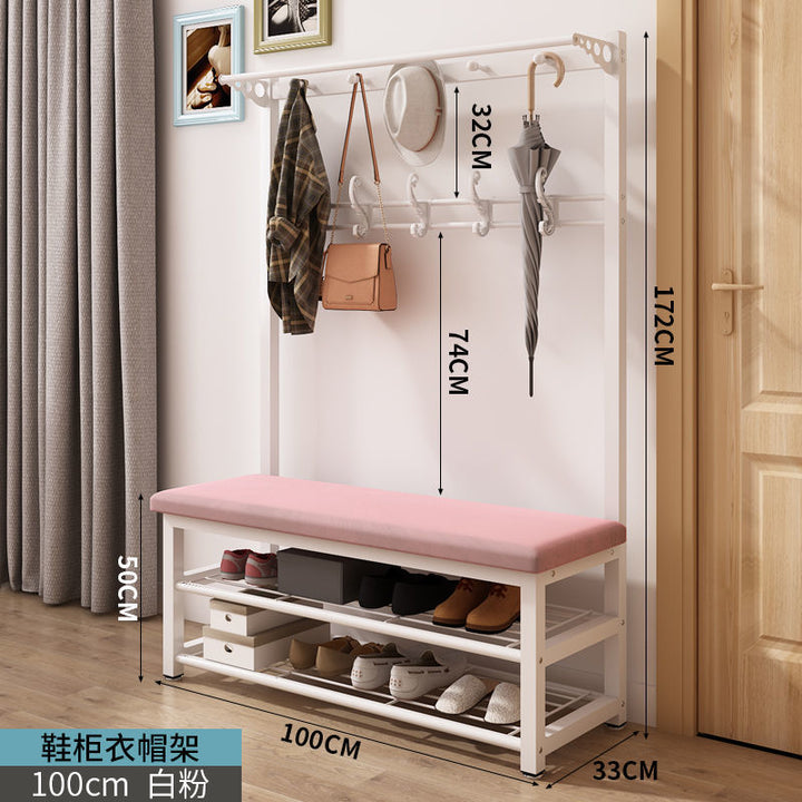 Shoe Changing Stool Doorway Storage Shelf Coat Rack Floor Bedroom and Household Multifunctional Hanging Clothes Hanger Simple Shoe Cabinet Shoe Rack