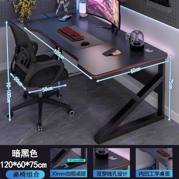 Computer Desk Desktop E-Sports Table and Chair Suit Home Bedroom with Threading Hole New Desk Rental Room Writing Table