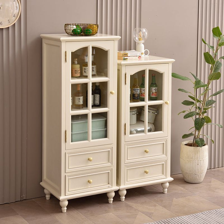 American-Style Solid Wood Small Wine Cabinet Single Door Display Cabinet Made of Glass European-Style Living Room Curio Cabinet Household Sideboard Cabinet