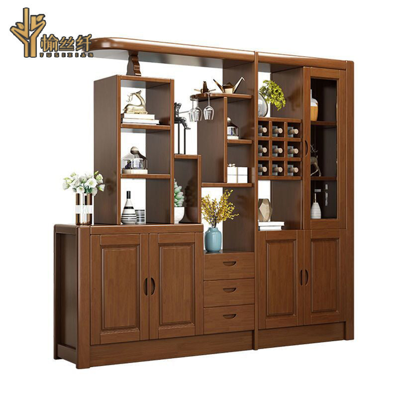 Solid Wood Wine Cabinet Living Room Partition Modern Minimalist Screen Double-Sided Shoe Cabinet Dining Room Wine Cabinet Porch Cabinet Entrance Entrance Cabinet