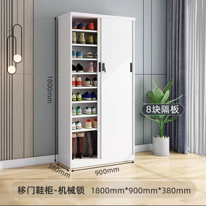 Sliding Door Balcony Shoe Cabinet Sun Protection Household Large Capacity Multi-Layer Sliding Door Outdoor with Password Lock Locker