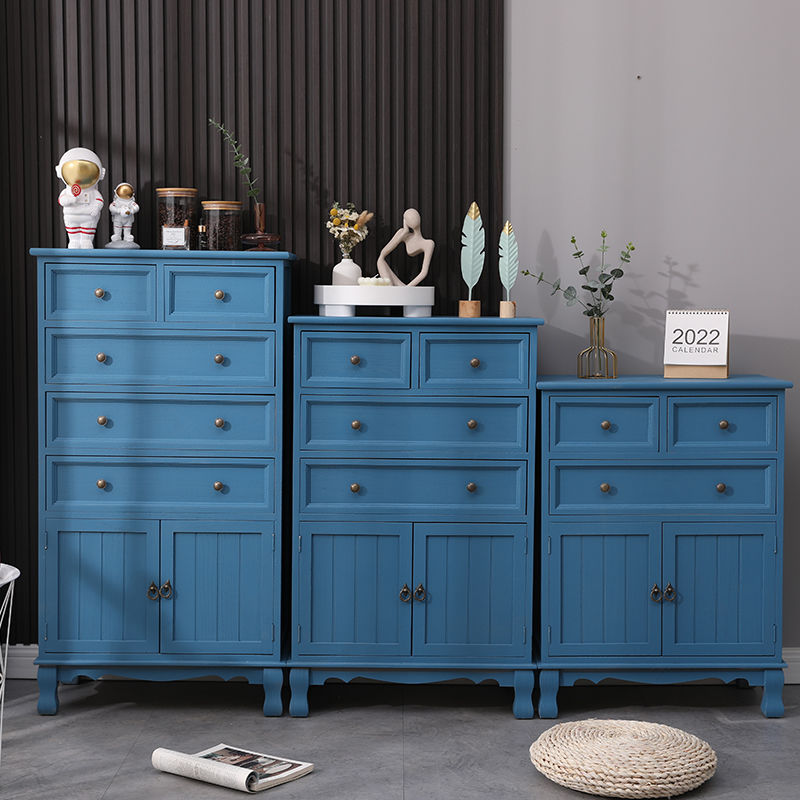 American-Style Solid Wood Vintage Cabinet Storage Cabinet with Door Living Room Chest of Drawers Bedroom Wall Cabinet Cabinet