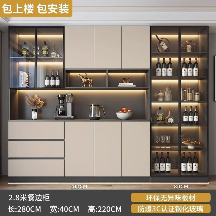 Sideboard Cabinet Wall Integrated Dining Room Storage Cabinet Light Luxury Living Room Storage Cabinet Home Tea Wine Cabinet Entrance Locker