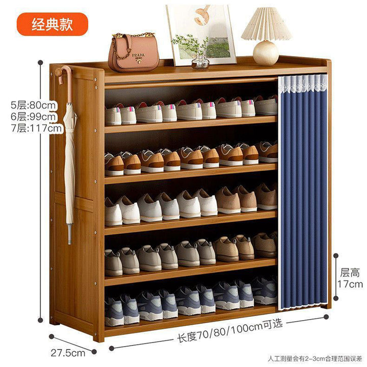 Multi-Layer Shoe Rack Household Bamboo Shoe Cabinet Dustproof Bedroom Simple Large Capacity Bamboo Storage Rack Storage Locker