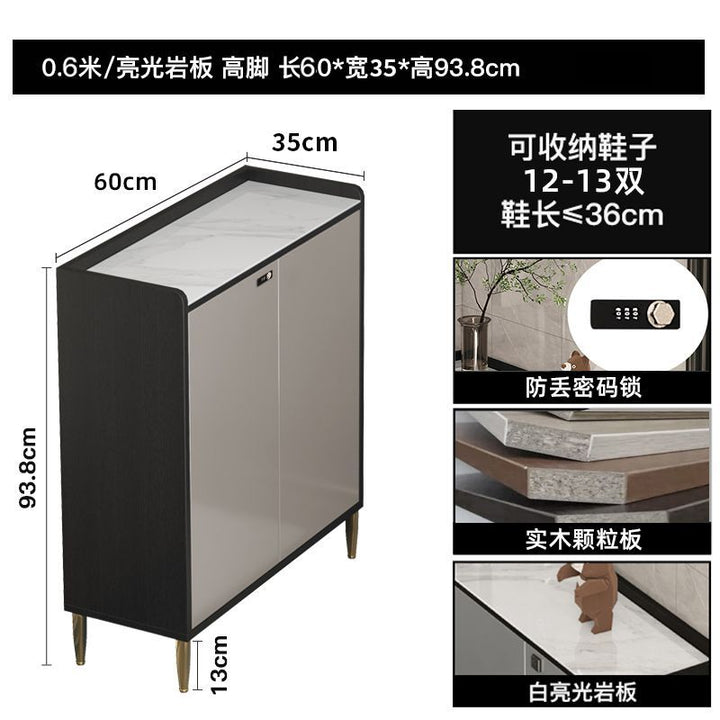 Italian-Style Light Luxury Shoe Cabinet Home Doorway Corridor Outer Band Password Lock Outdoor Corridor Aisle Elevator Entrance Stone Plate Shoe Cabinet