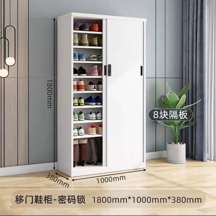 Sliding Door Balcony Shoe Cabinet Sun Protection Household Large Capacity Multi-Layer Sliding Door Outdoor with Password Lock Locker