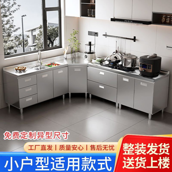 304Integrated Stainless Steel Kitchen Cabinet Simple Stove Integrated Rural Storage Organizer Cupboard Household Small Apartment