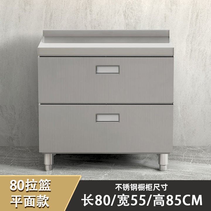 Authentic304Stainless Steel Cabinet Extra Thick Kitchen Cabinet Stainless Steel Workbench with Drawer Household Storage Cupboard