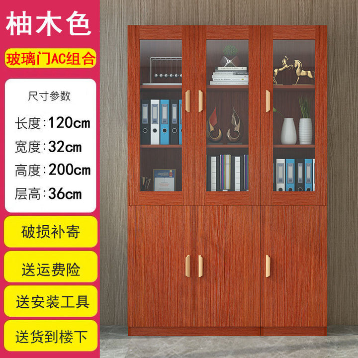 Bookcase Bookshelf Combination Simple Modern Living Room with Door Cabinet Glass Door Bookcase Economical Multifunctional Locker