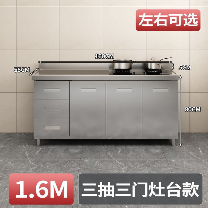 304Stainless Steel Integrated Cabinet Kitchen Simple Locker Storage Stove Cupboard Commercial Rental Room House Dish Rack