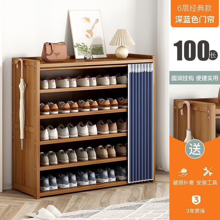 Multi-Layer Shoe Rack Household Bamboo Shoe Cabinet Dustproof Bedroom Simple Large Capacity Bamboo Storage Rack Storage Locker