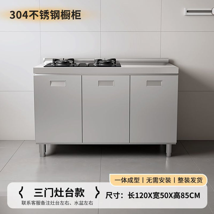 304Integrated Stainless Steel Kitchen Cabinet Simple Stove Integrated Rural Storage Organizer Cupboard Household Small Apartment