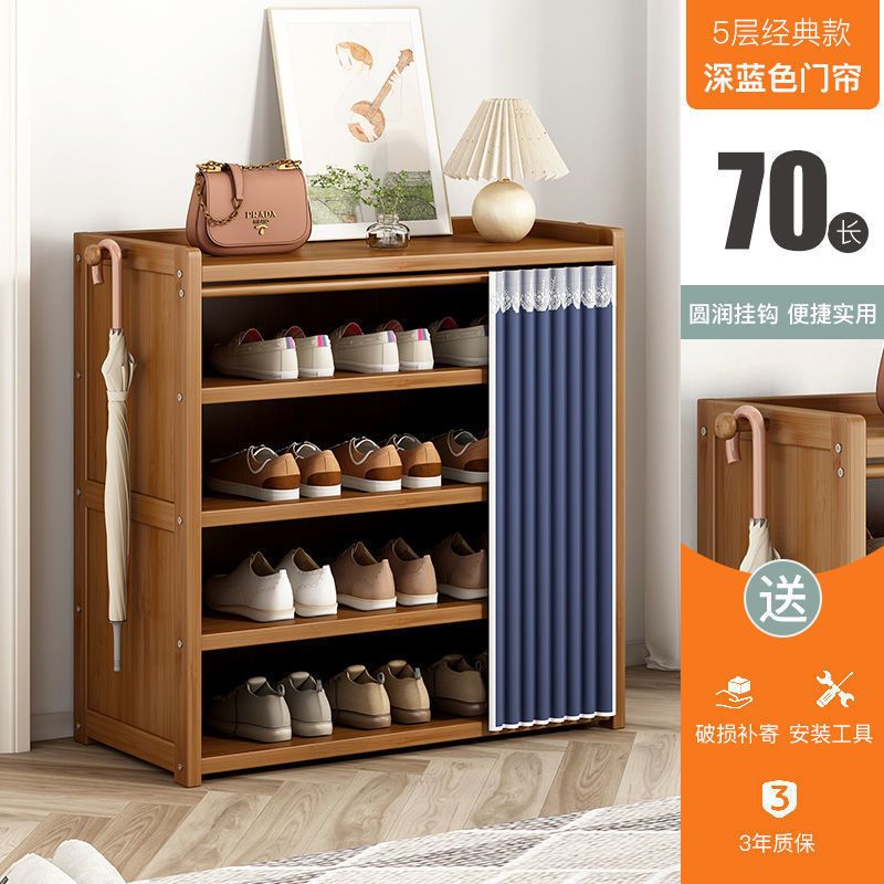 Multi-Layer Shoe Rack Household Bamboo Shoe Cabinet Dustproof Bedroom Simple Large Capacity Bamboo Storage Rack Storage Locker