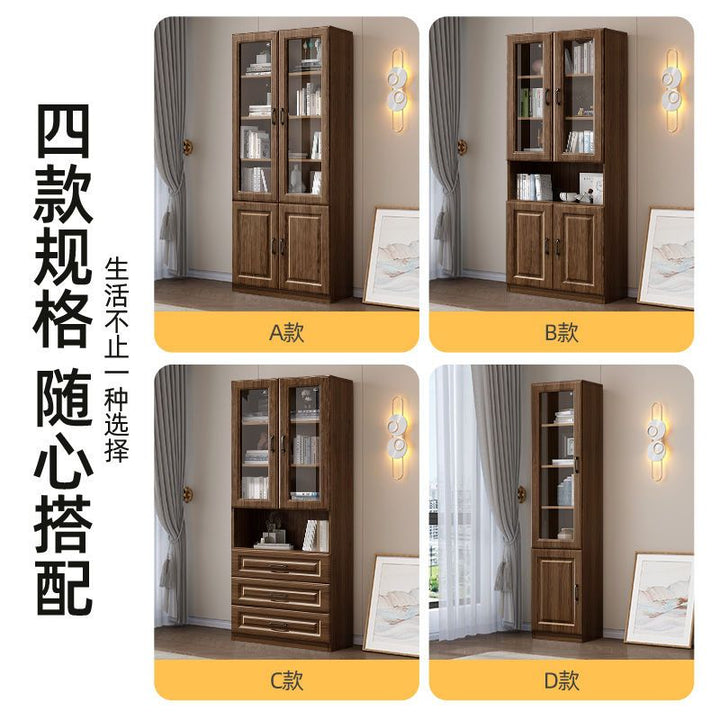 Baili Xinshi Wooden Bookcase Bookshelf Combination Modern Minimalist with Glass Bookcase Living Room Study Locker Floor Cabinet