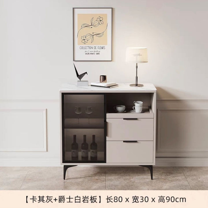 New Kitchen Sideboard Cabinet Dining Room/Living Room Wine Cabinet Modern Simple and Light Luxury Stone Plate Wall Cabinet with Drawer