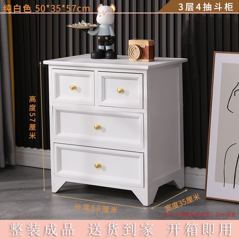 American-Style Solid Wood Chest of Drawers Light Luxury Living Room Storage Cabinet Home Bedroom Height Chest of Drawers Modern White Wall