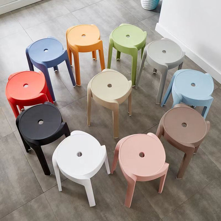 Plastic Stool Household Thickened round Stool Modern Minimalist Creative Living Room Stackable Stacked Dining Table Plastic High Chair