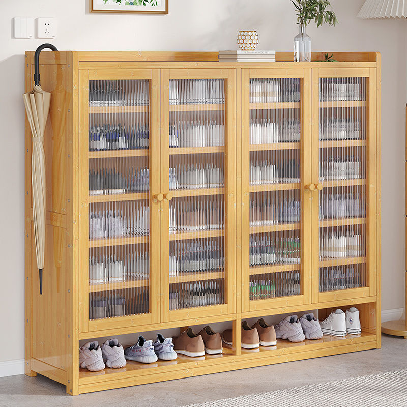 Door Shoe Cabinet Bamboo Dust-Proof Outdoor Shoe Rack Entry Door Shoe Storage BalconyinsWind Niche Furniture Home